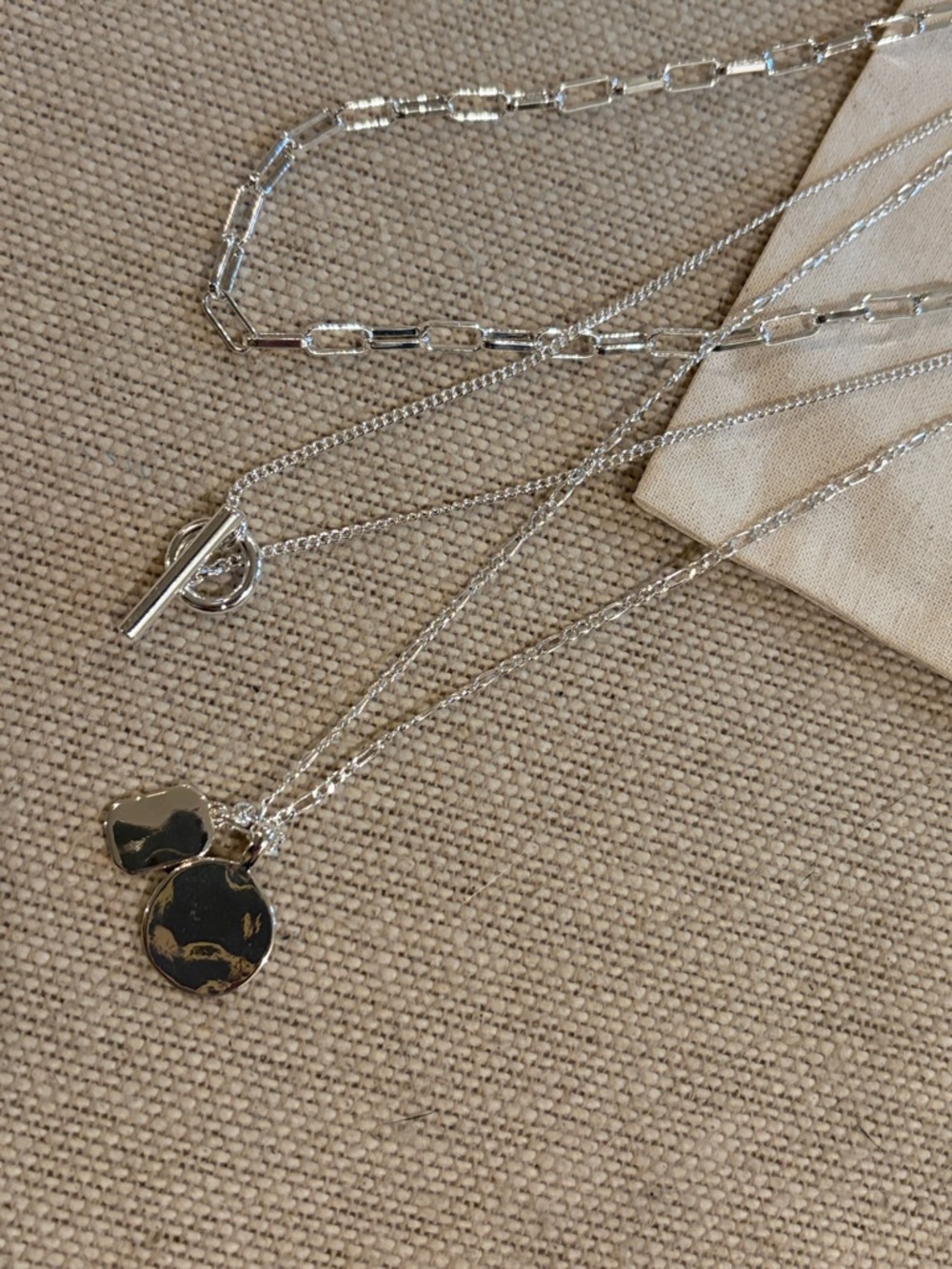 J. Crew Silver Three-Layer Necklace/NWT - Picture 6 of 9